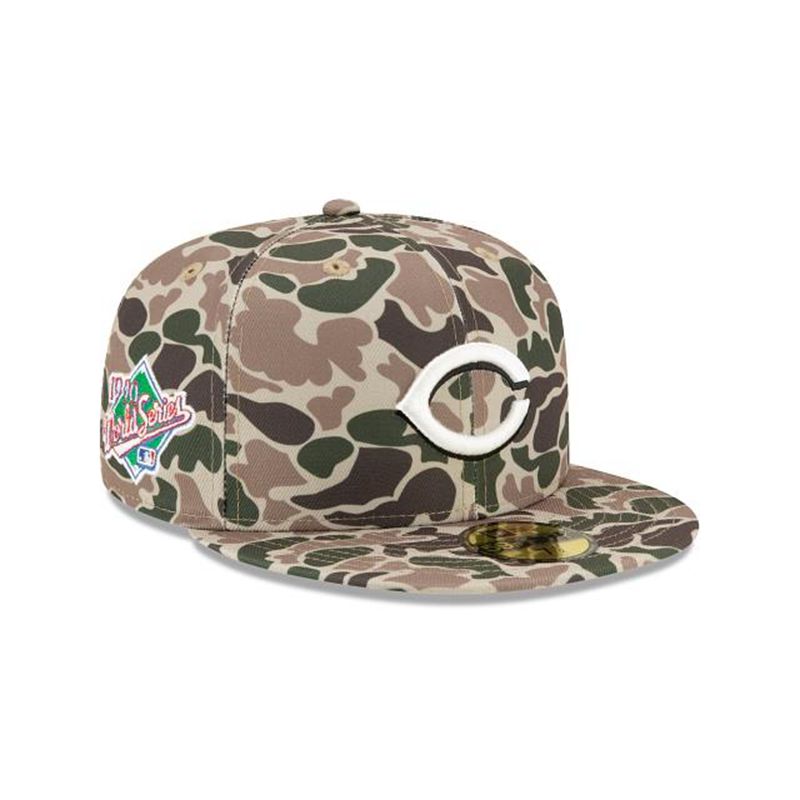 MLB Cincinnati Reds Duck Camo 59Fifty Fitted (JIH0195) - Green New Era Caps